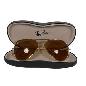 Ray-Ban RB3025 Light Brown Lense Gold Frame Classic Polarized Aviator Sunglasses